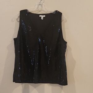 Nine West Black Sequin Sleeveless Top- With Tags